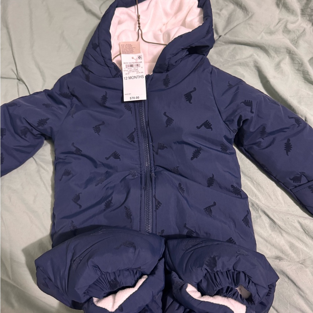 Navy Blue Baby Snowsuit with Mittens & Footies